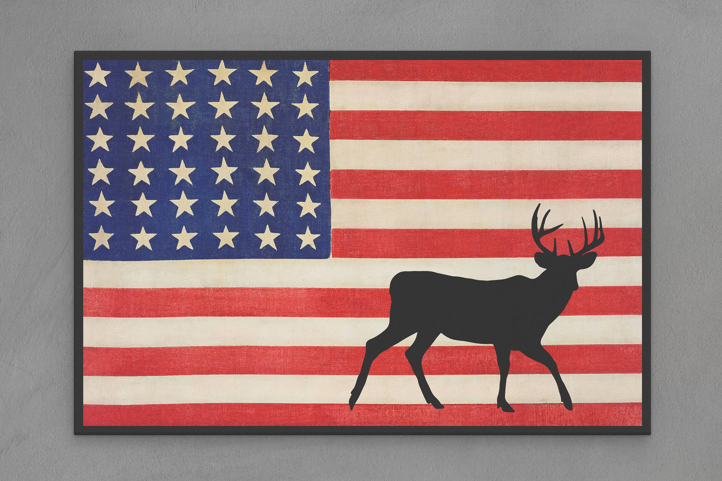 United States Canvas Flag with Deer "Walking" Image