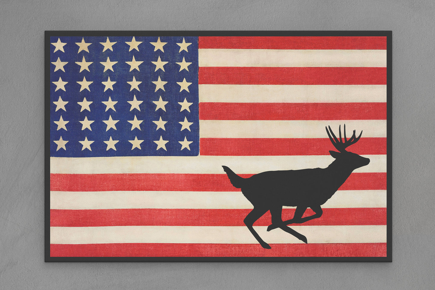 United States Canvas Flag with Deer "Running Away" Image