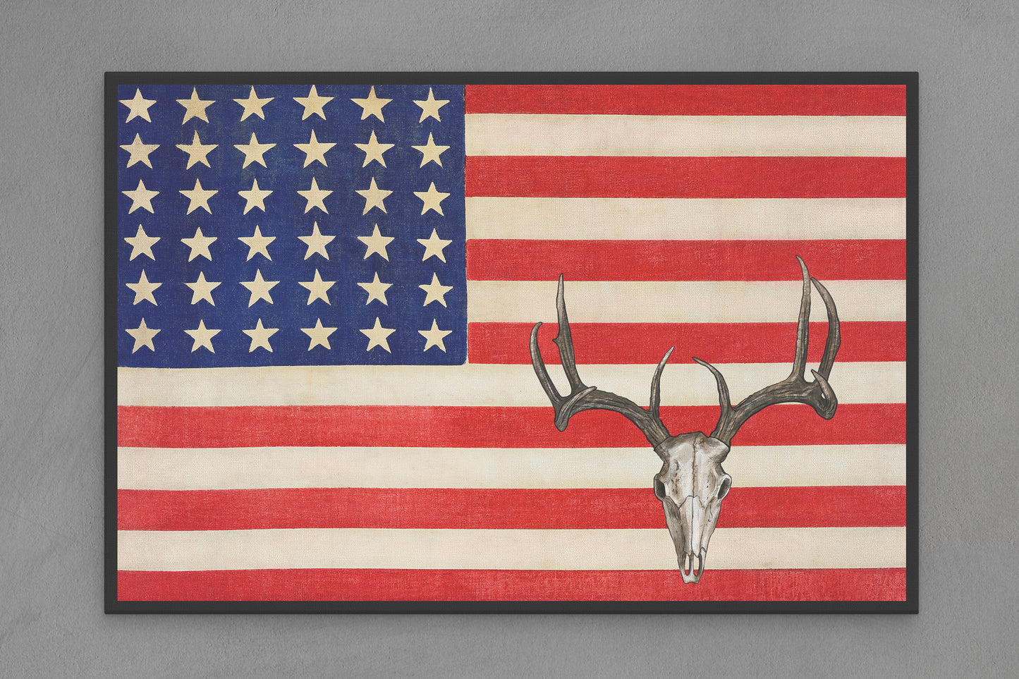 United States Canvas Flag with Deer "Skull" Image