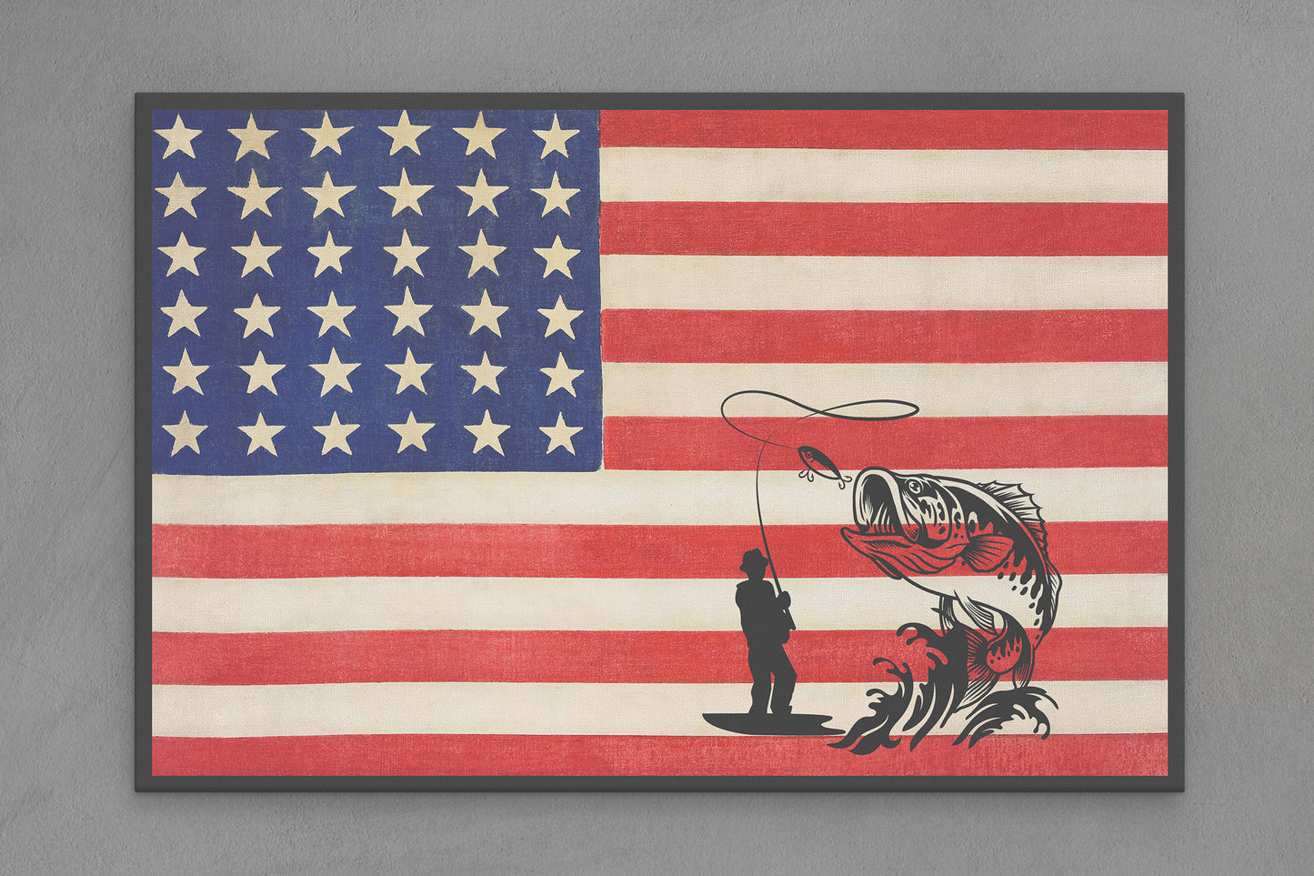 United States Canvas Flag with Fishing "Fisherman" Image