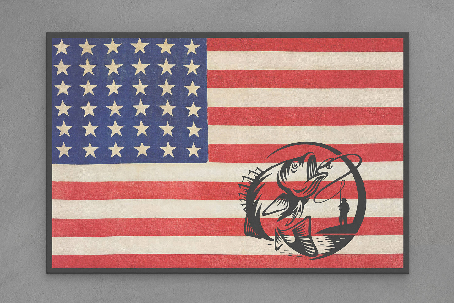 United States Canvas Flag with Fishing "Fly Fishing" Image