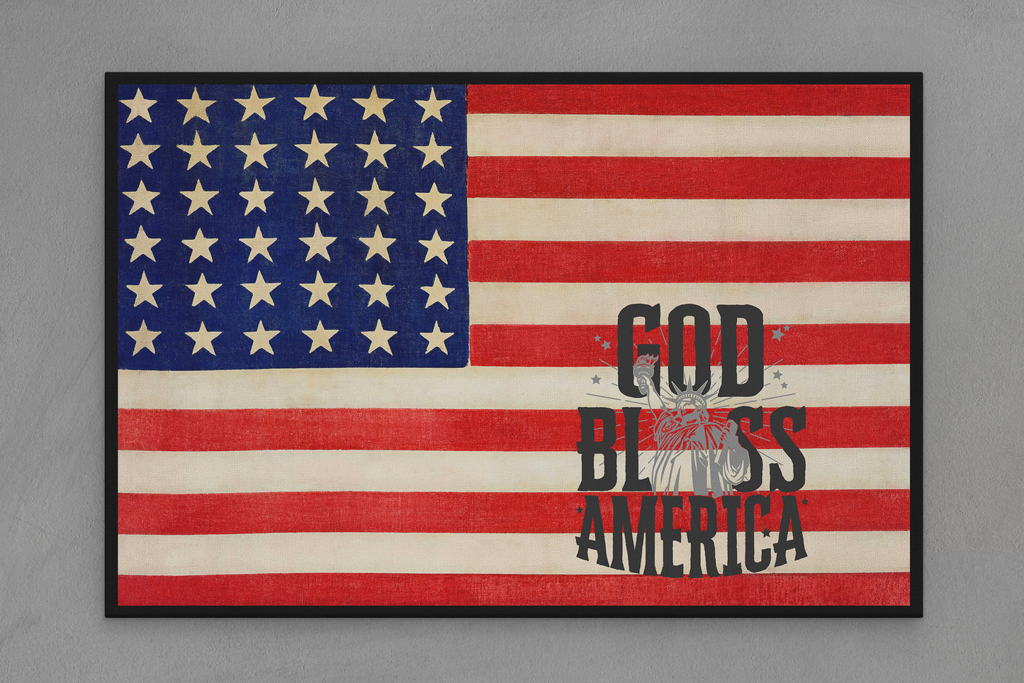United States Canvas Flag with "God Bless America" Image