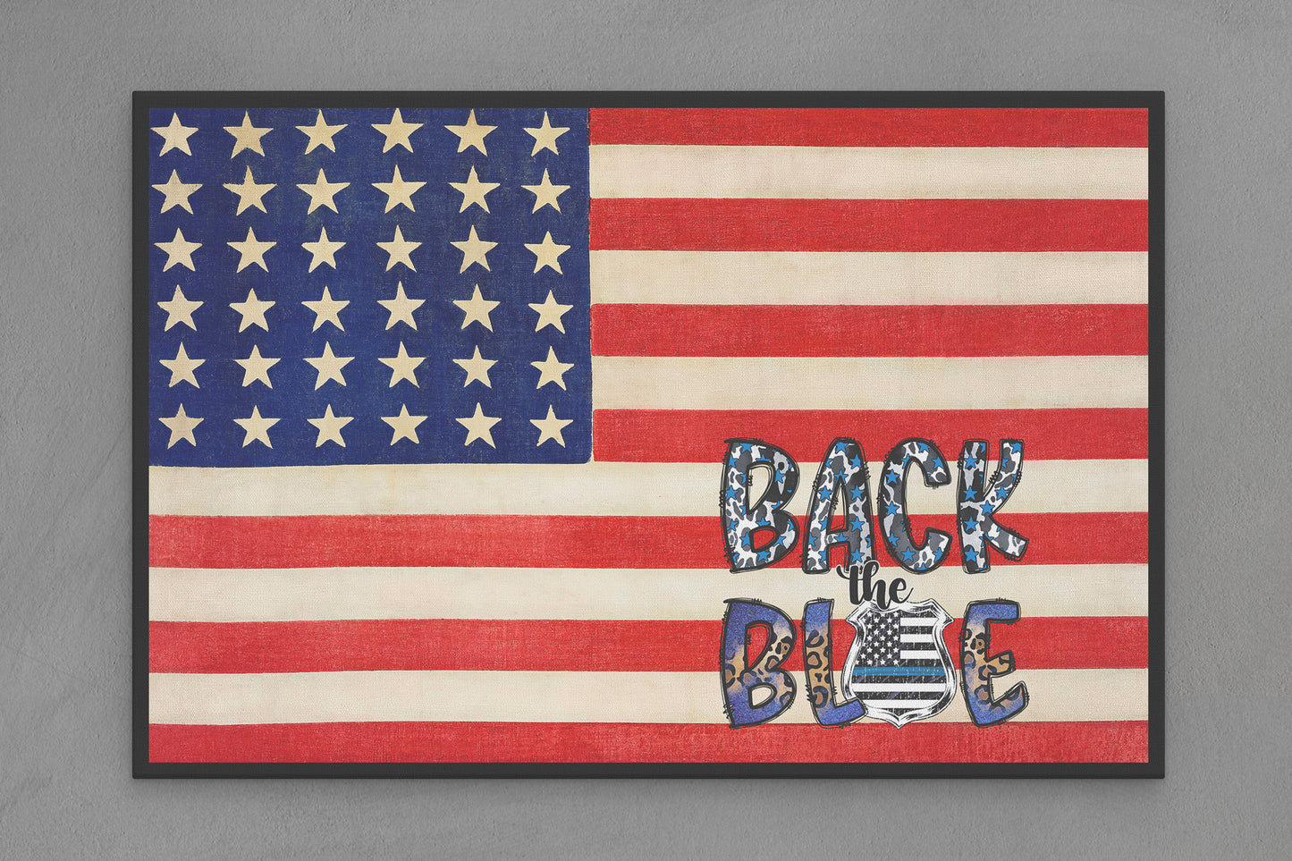 United States Canvas Flag with Law Enforcement "Back the Blue" Image