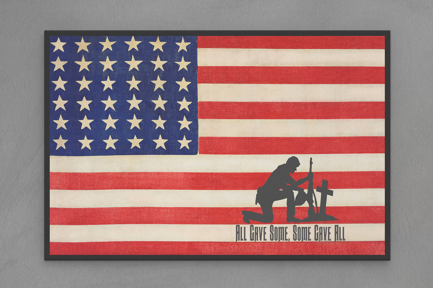 United States Canvas Flag with Military "Some Gave All" Image