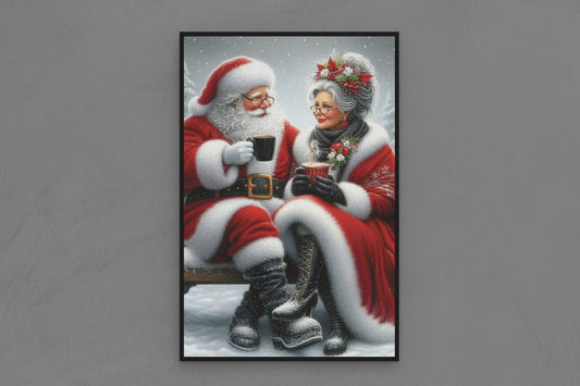 Canvas Frame with "Santa and Mrs. Claus" Image