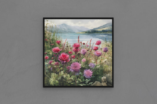 Canvas Frame with "Spring Flowers Scene" Image