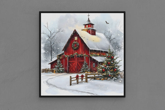 Canvas Frame with "Vintage Christmas Barn" 11 Image