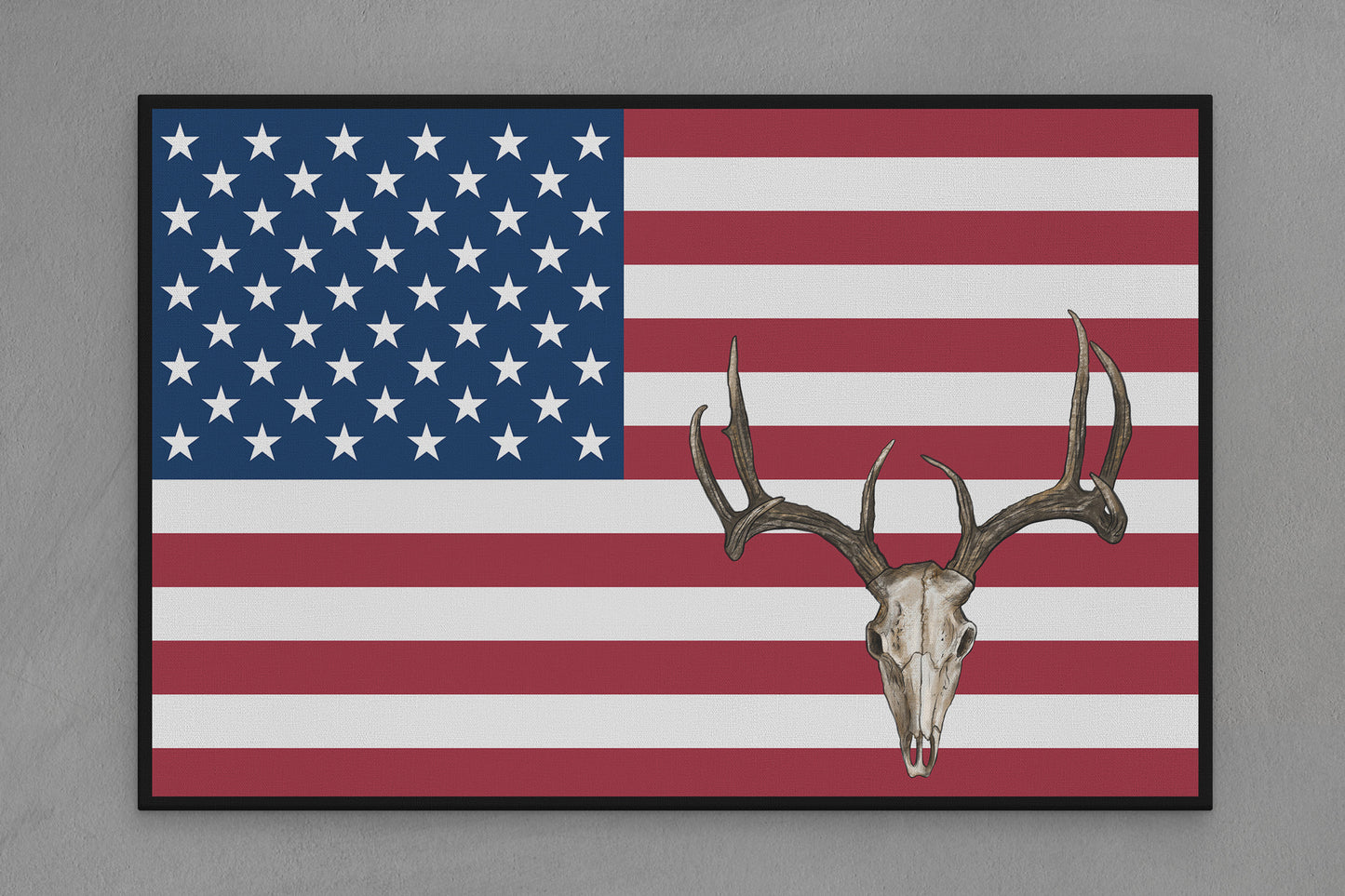 United States Canvas Flag with Deer "Skull" Image