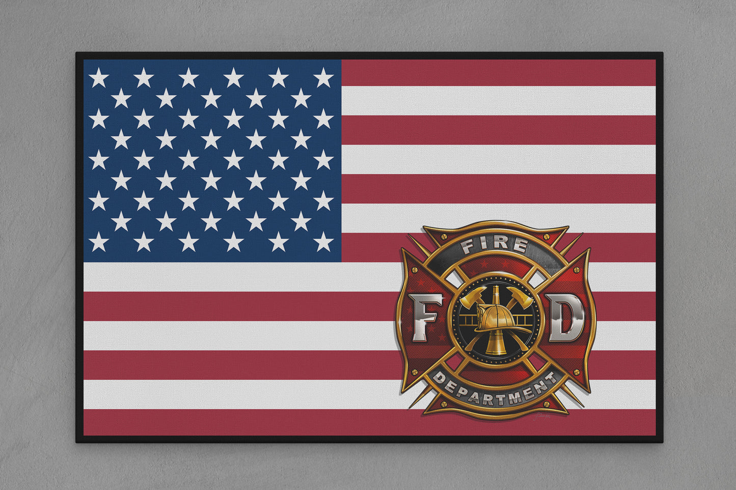 United States Canvas Flag with Fire Department "Seal" Image