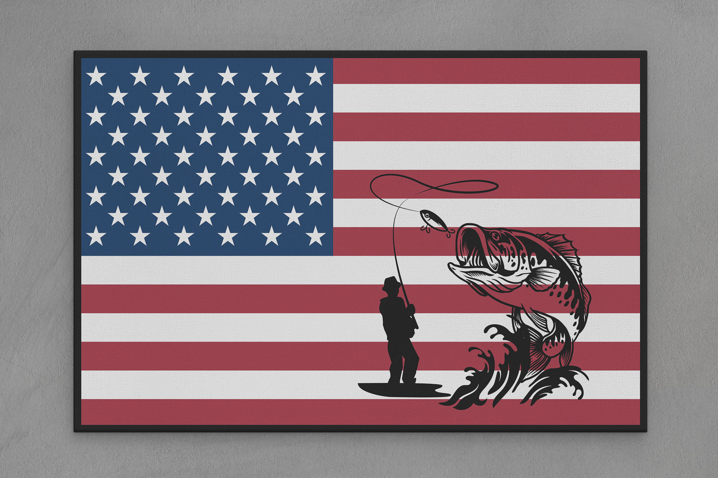 United States Canvas Flag with Fishing "Fisherman" Image