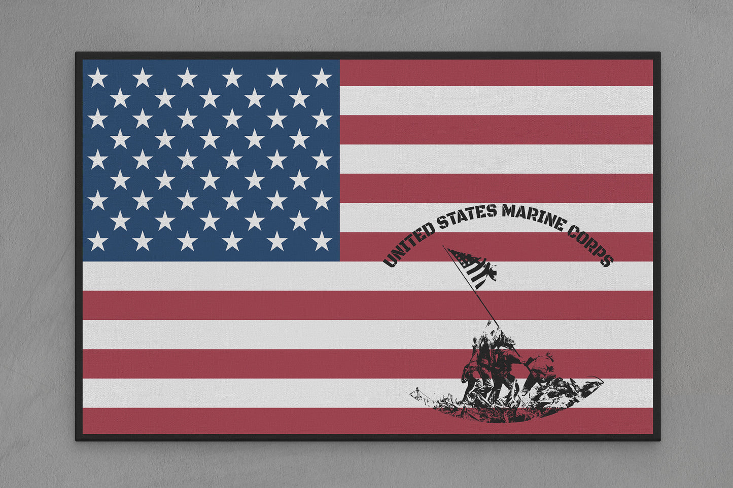 United States Canvas Flag with Marines "Iwo Jima" Image