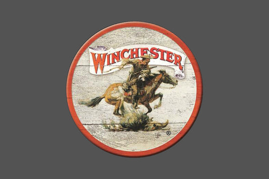 Round Canvas Frame with "Winchester Gun Emblem" Image